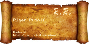 Riger Rudolf névjegykártya